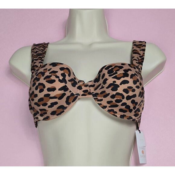 Shade & Shore Leopard Print Underwired Bikini Top 34B - Picture 1 of 3